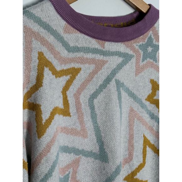 SPLENDID Ziggy Star white pink blue purple knit long sleeve pullover sweater - Picture 7 of 9